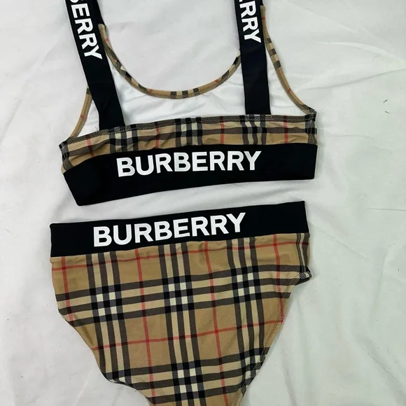Burberry Beige and Black Logo  Bikini Set 14y - Picture 5 of 7
